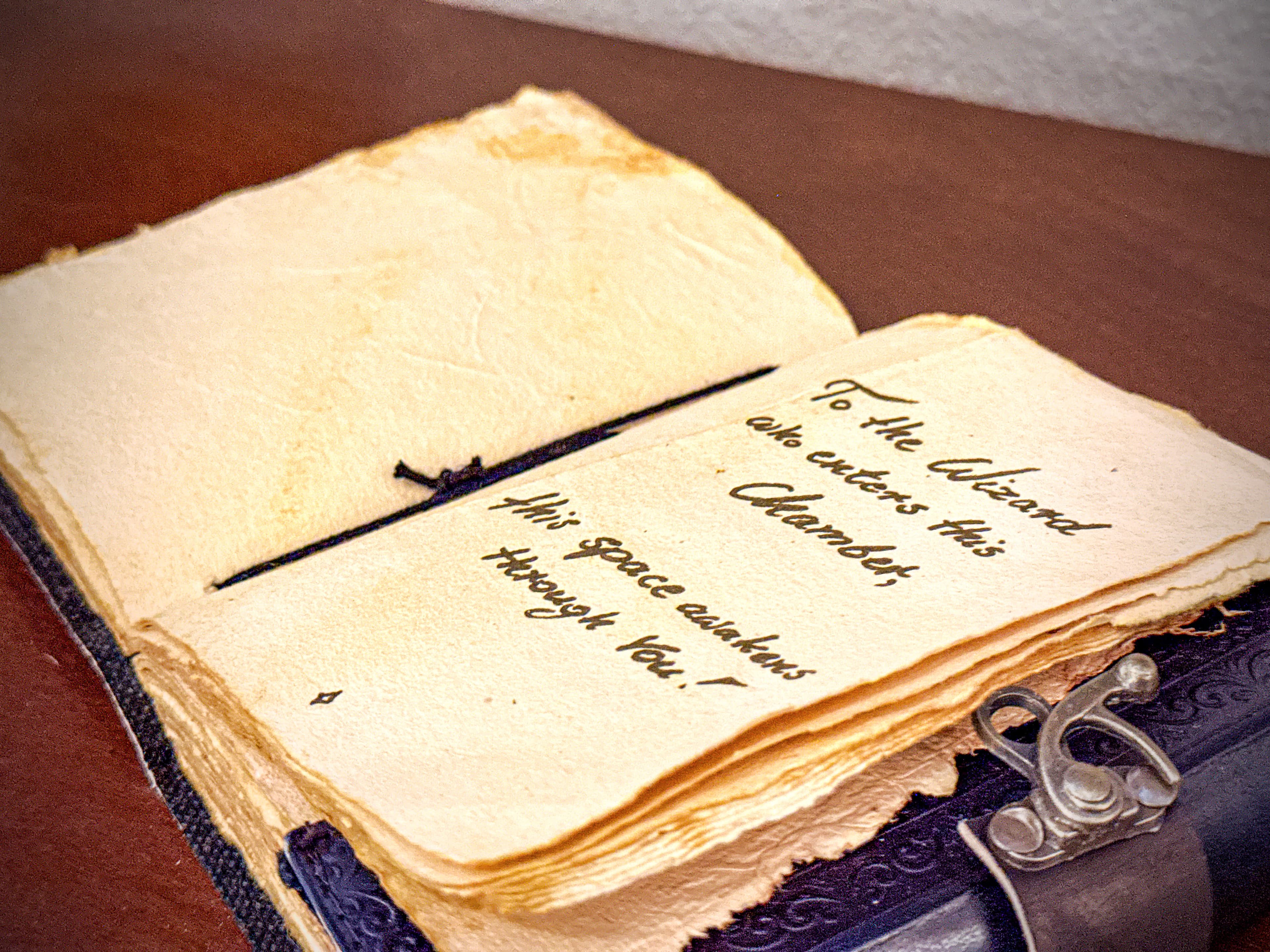 Handwritten spell books hidden throughout the estate