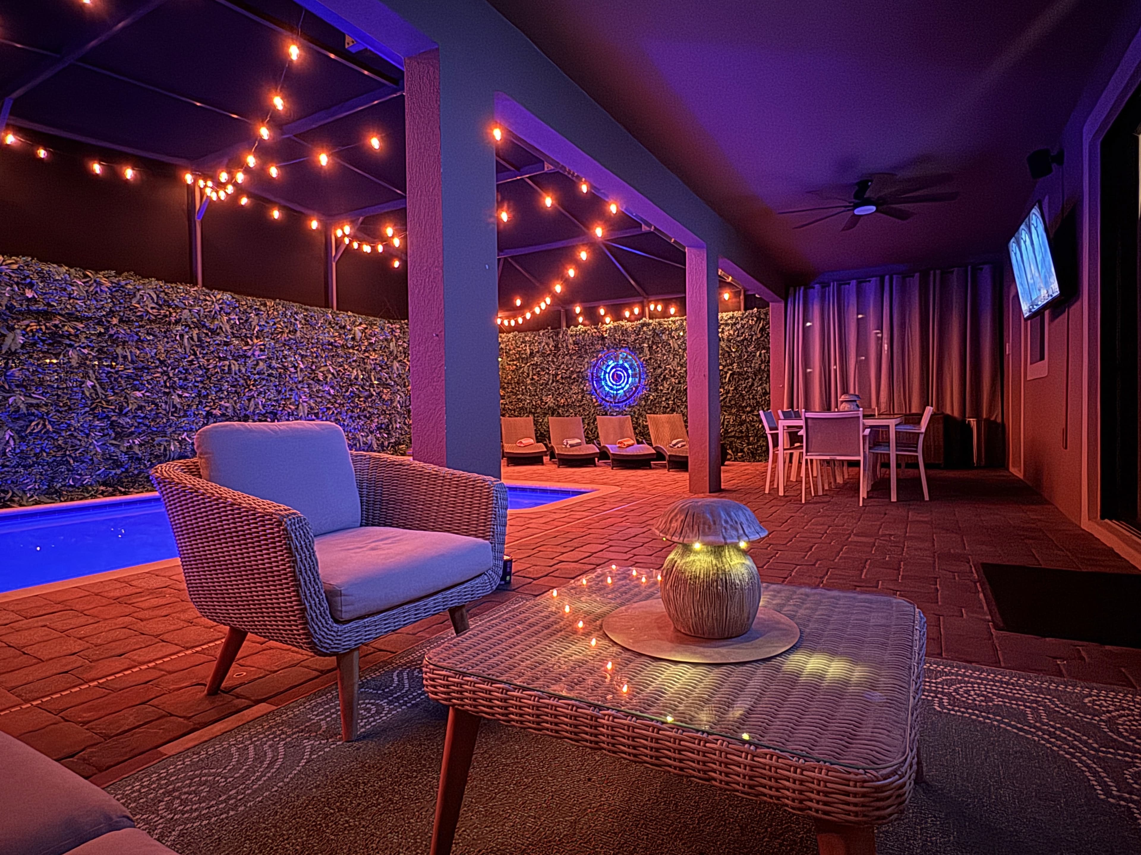 Pool & Courtyard — Night