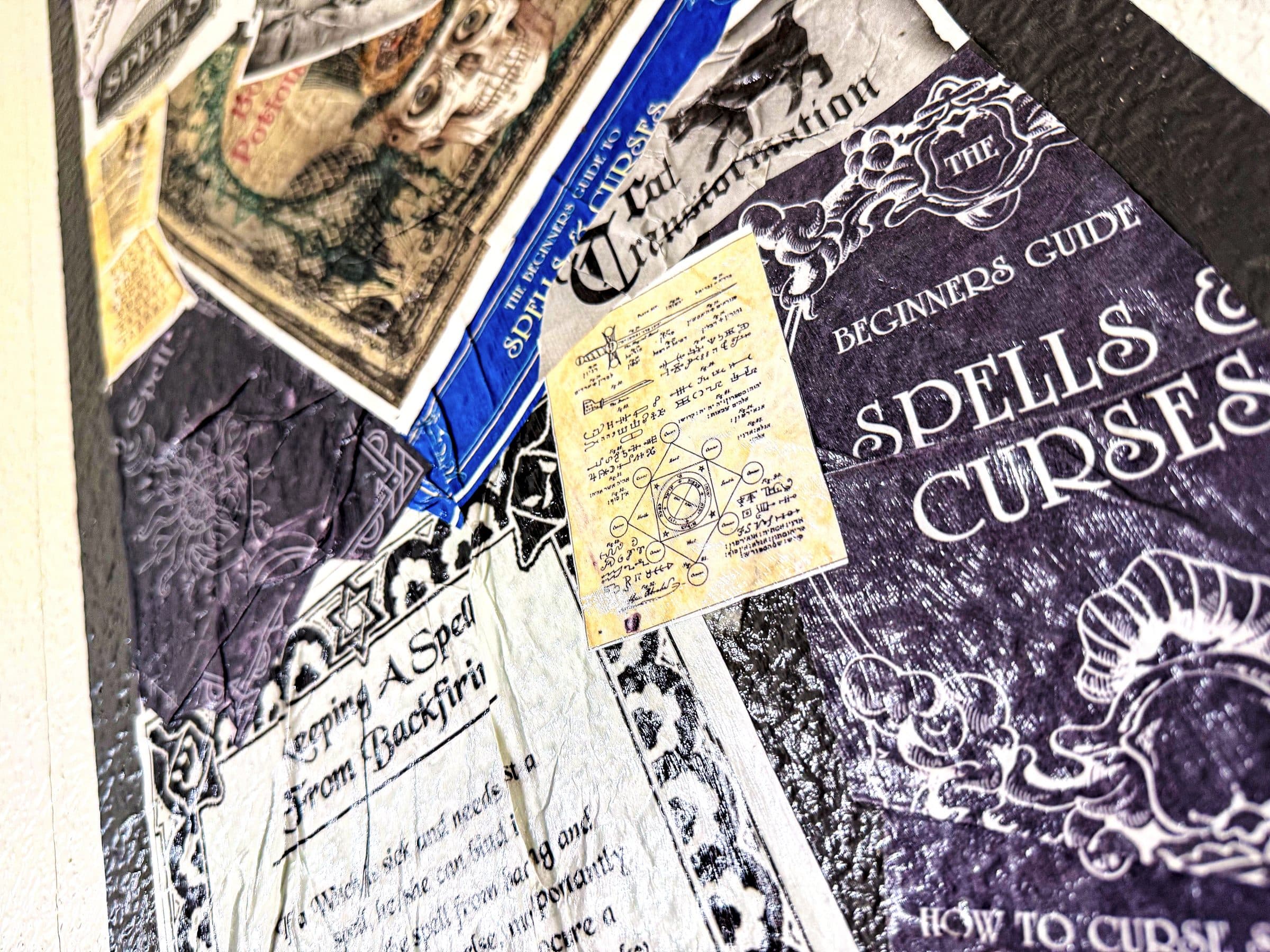 ‘Spells & Curses,’ ‘Life Potion’ recipes, a Libro Magico, and a grinning skull i