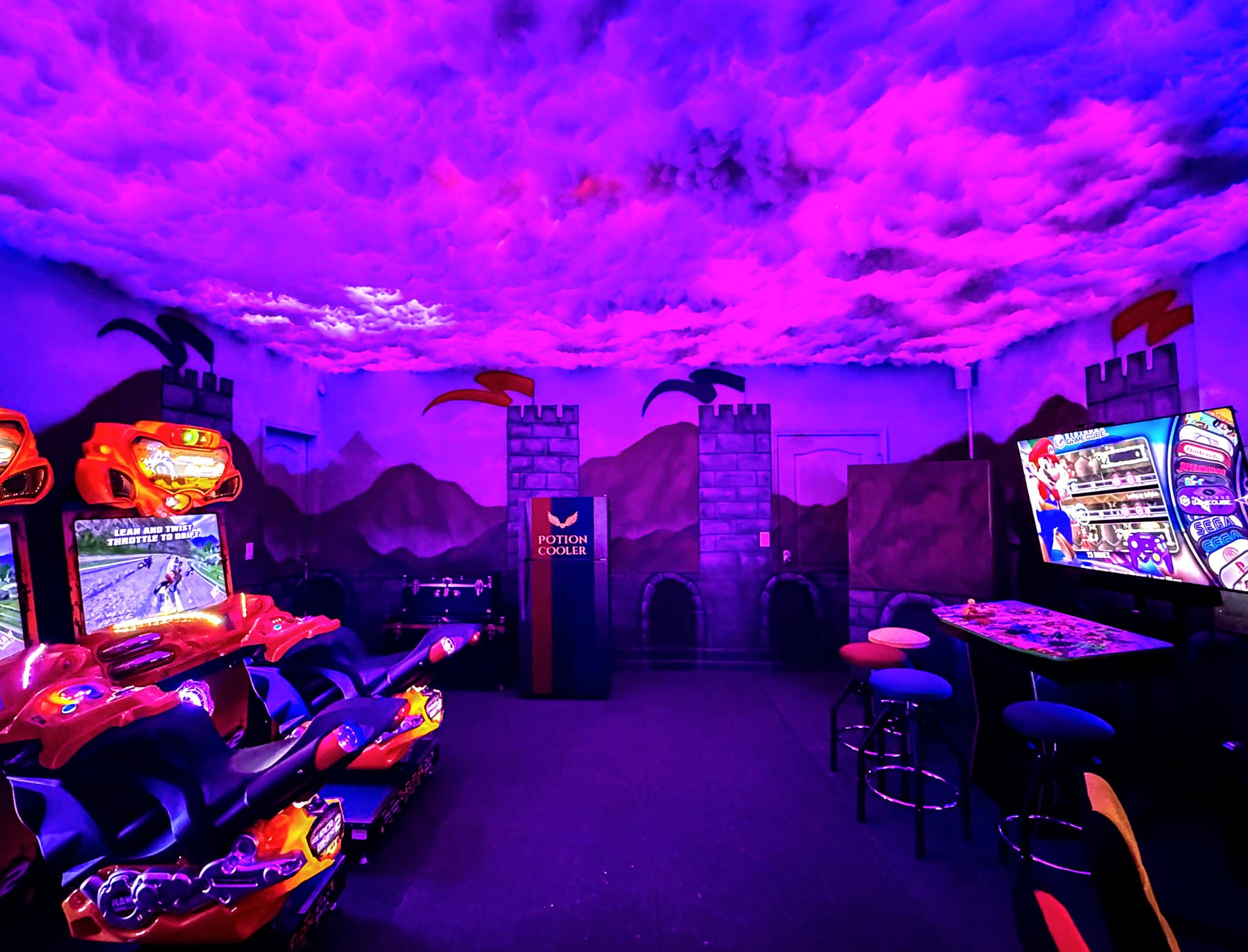 The Enchanted Arcade. Pick your house stool, claim your seat at the 4-player ped