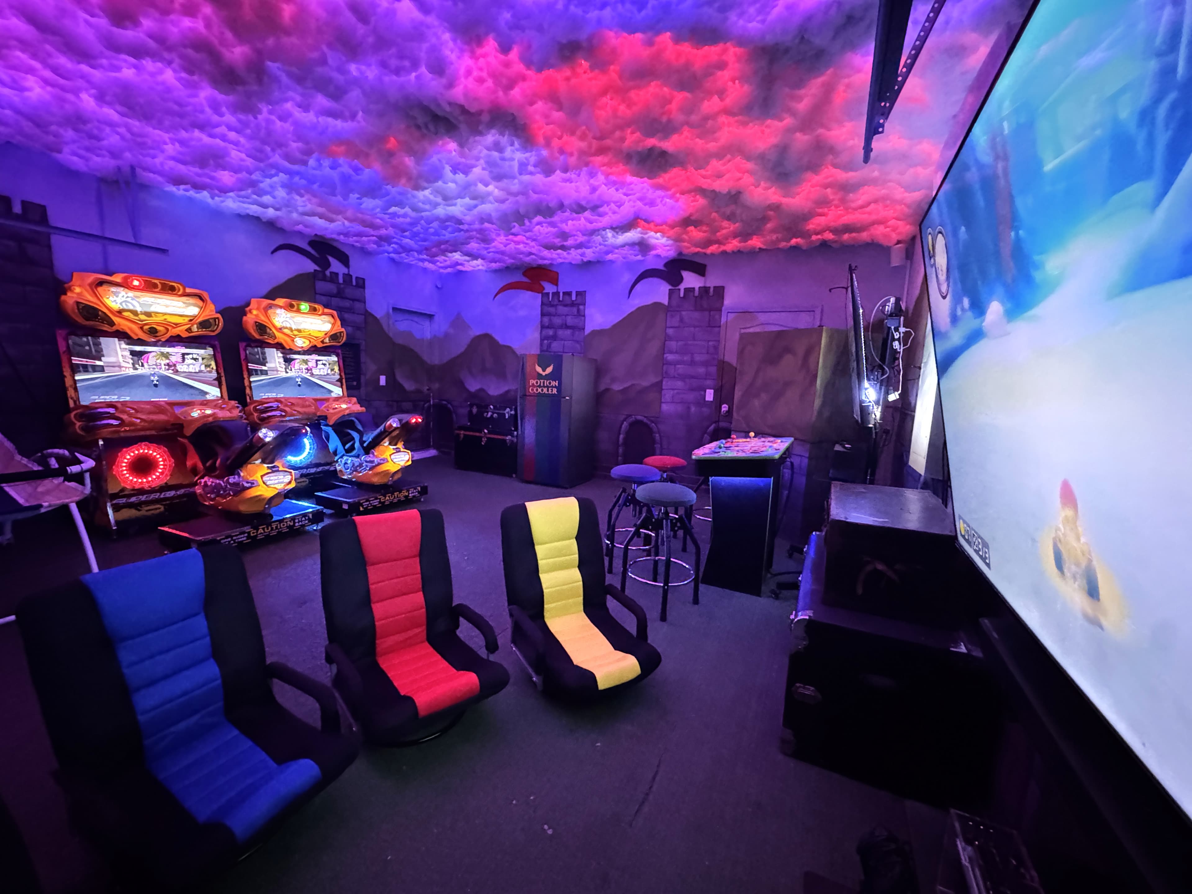 12 players at once — Nintendo Switch 2 for 4 in house color gaming chairs on a m
