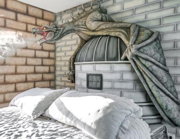 If you woke up to find a benevolent dragon perched on your bed, breathing gentle flames, what would be your first reaction and why?